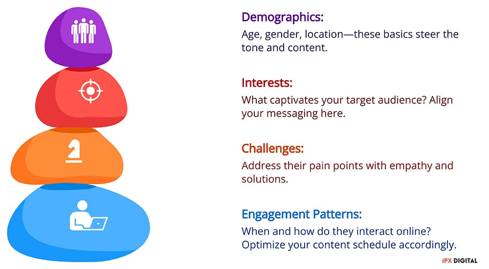 Your Target Audience Infographic - Demographics, Interests, Challenges, Egagement Patters - Ipx Digital